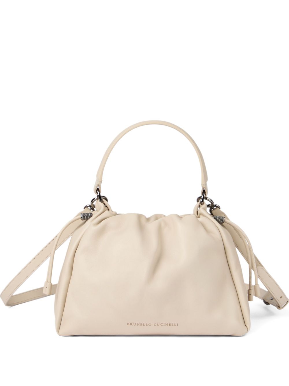 Brunello Cucinelli Mellow small bucket bag in soft leather with monili Brunello Cucinelli