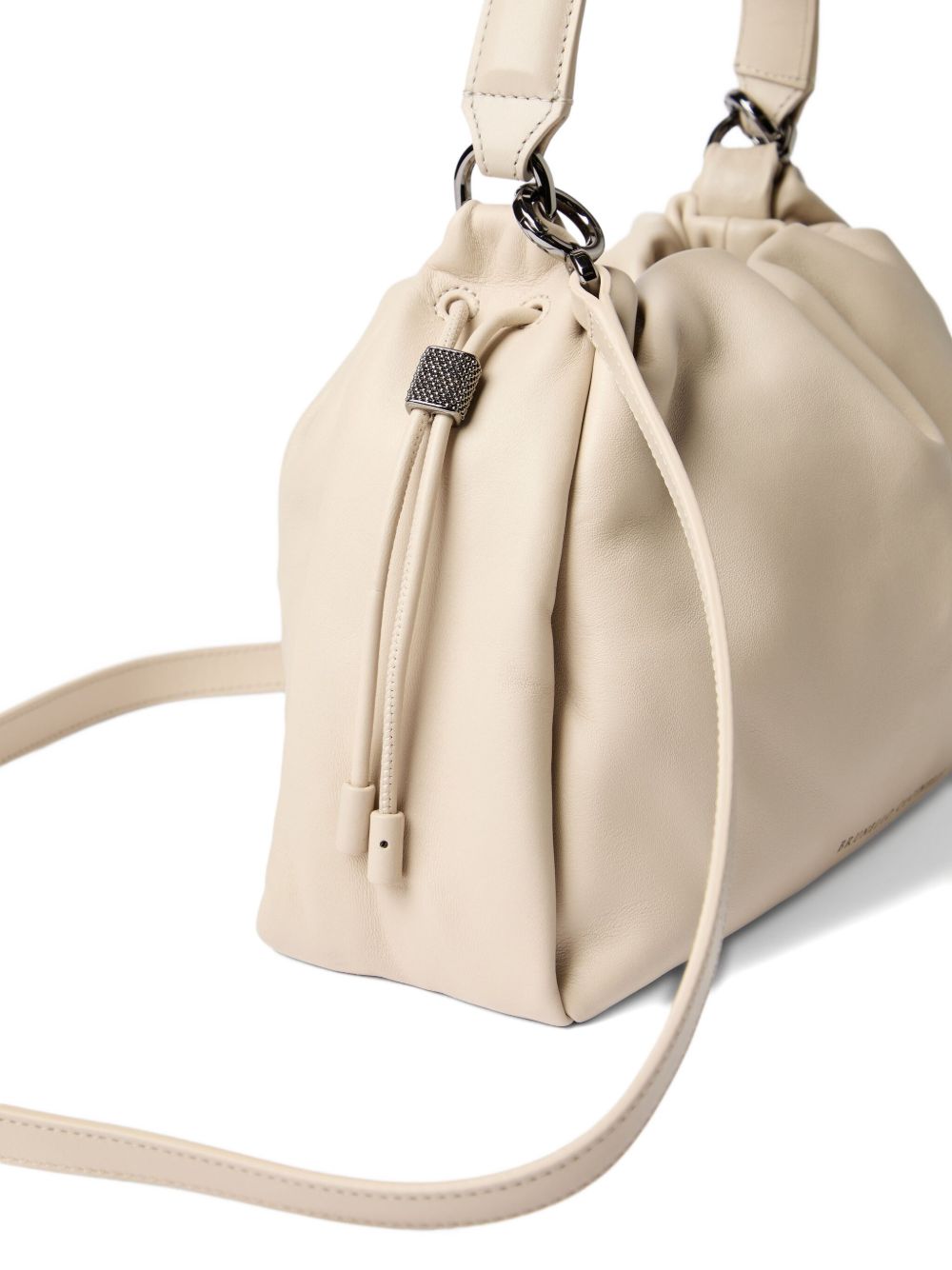 Brunello Cucinelli Mellow small bucket bag in soft leather with monili Brunello Cucinelli