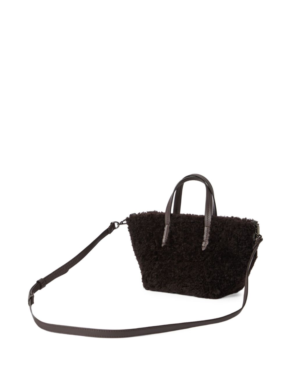 Brunello Cucinelli BC Duo mini bag in curly shearling with monili Brunello Cucinelli