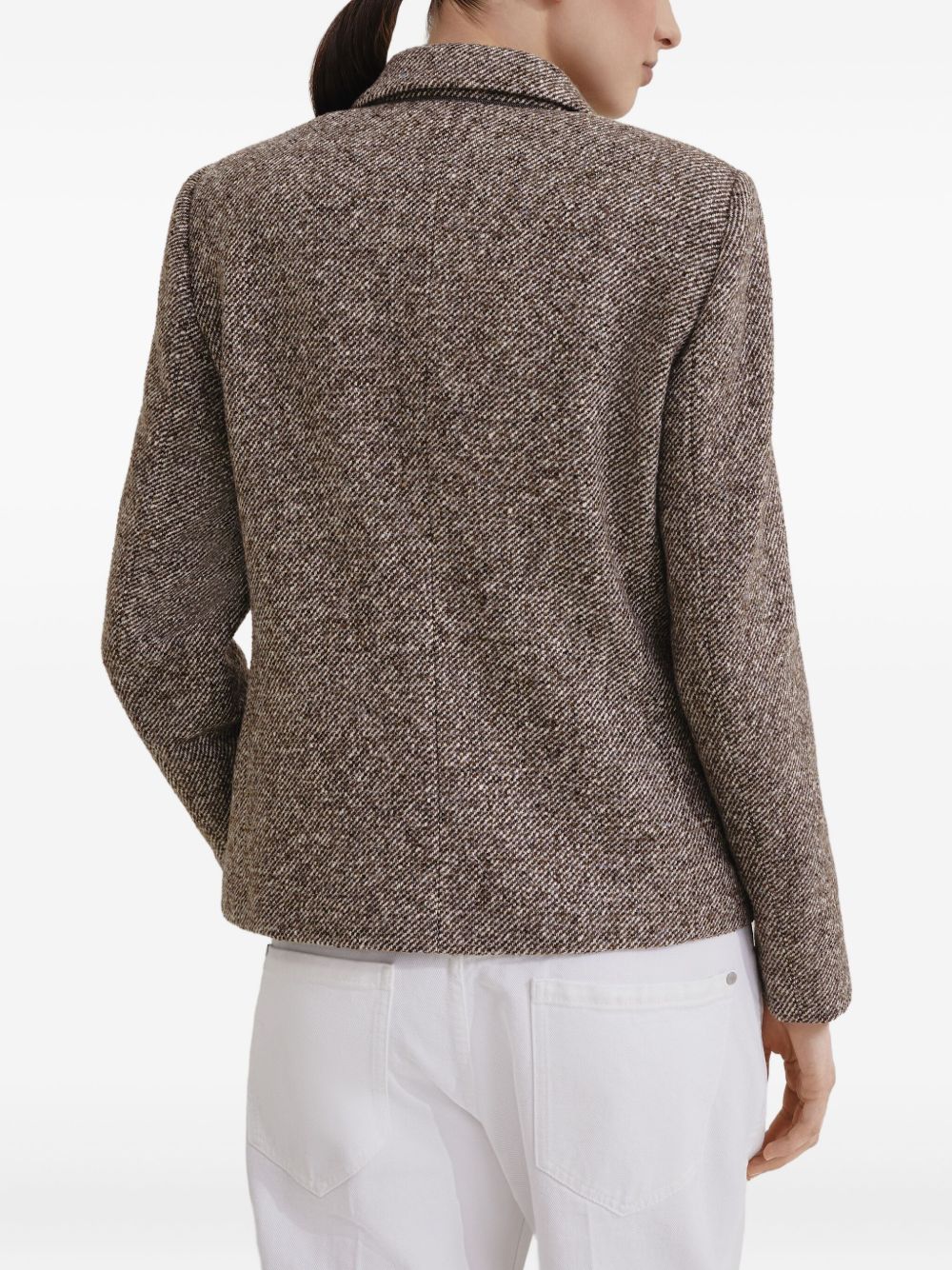 Brunello Cucinelli Virgin wool and silk mélange diagonal blazer with monili Brunello Cucinelli