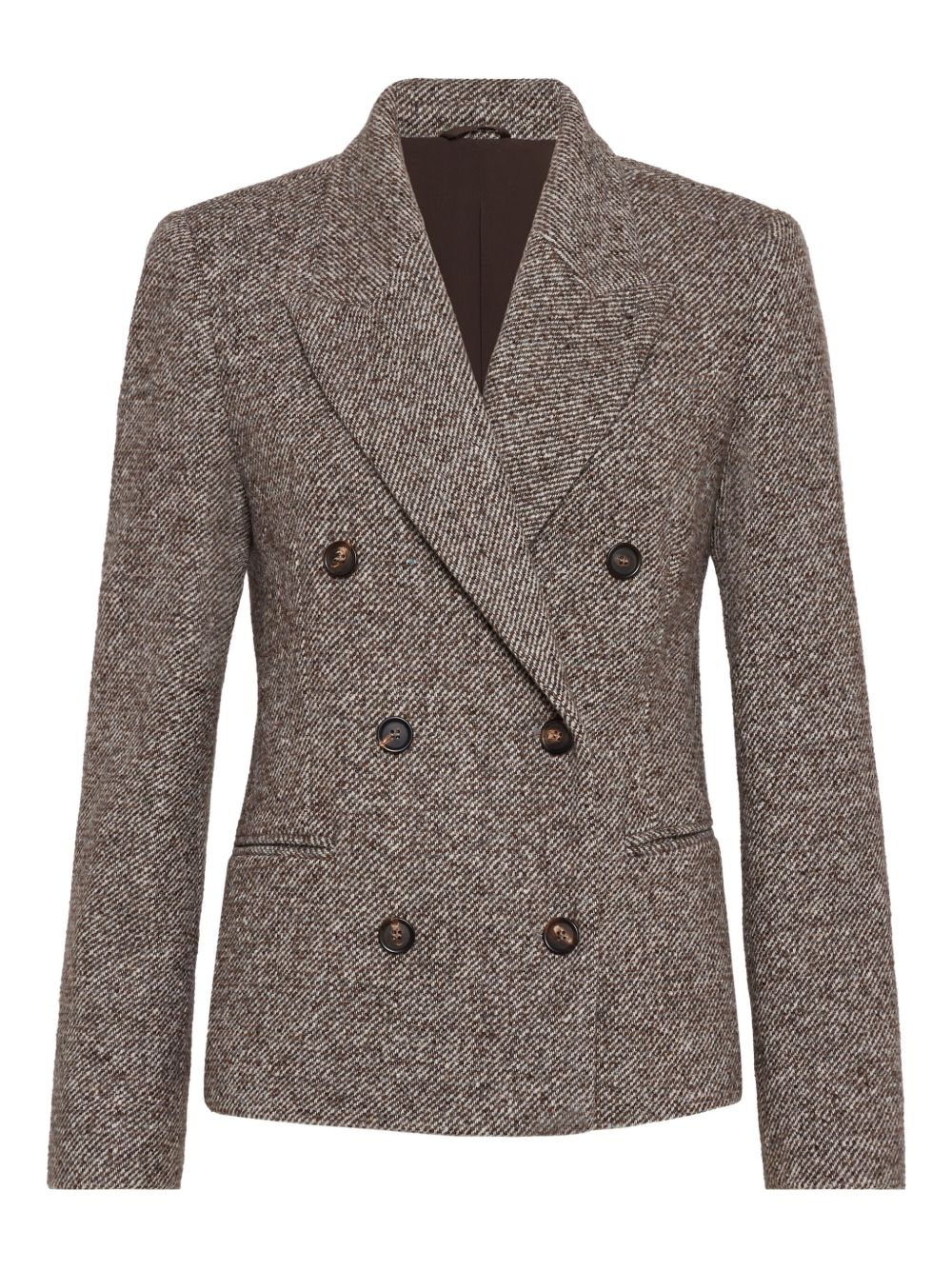 Brunello Cucinelli Virgin wool and silk mélange diagonal blazer with monili Brunello Cucinelli