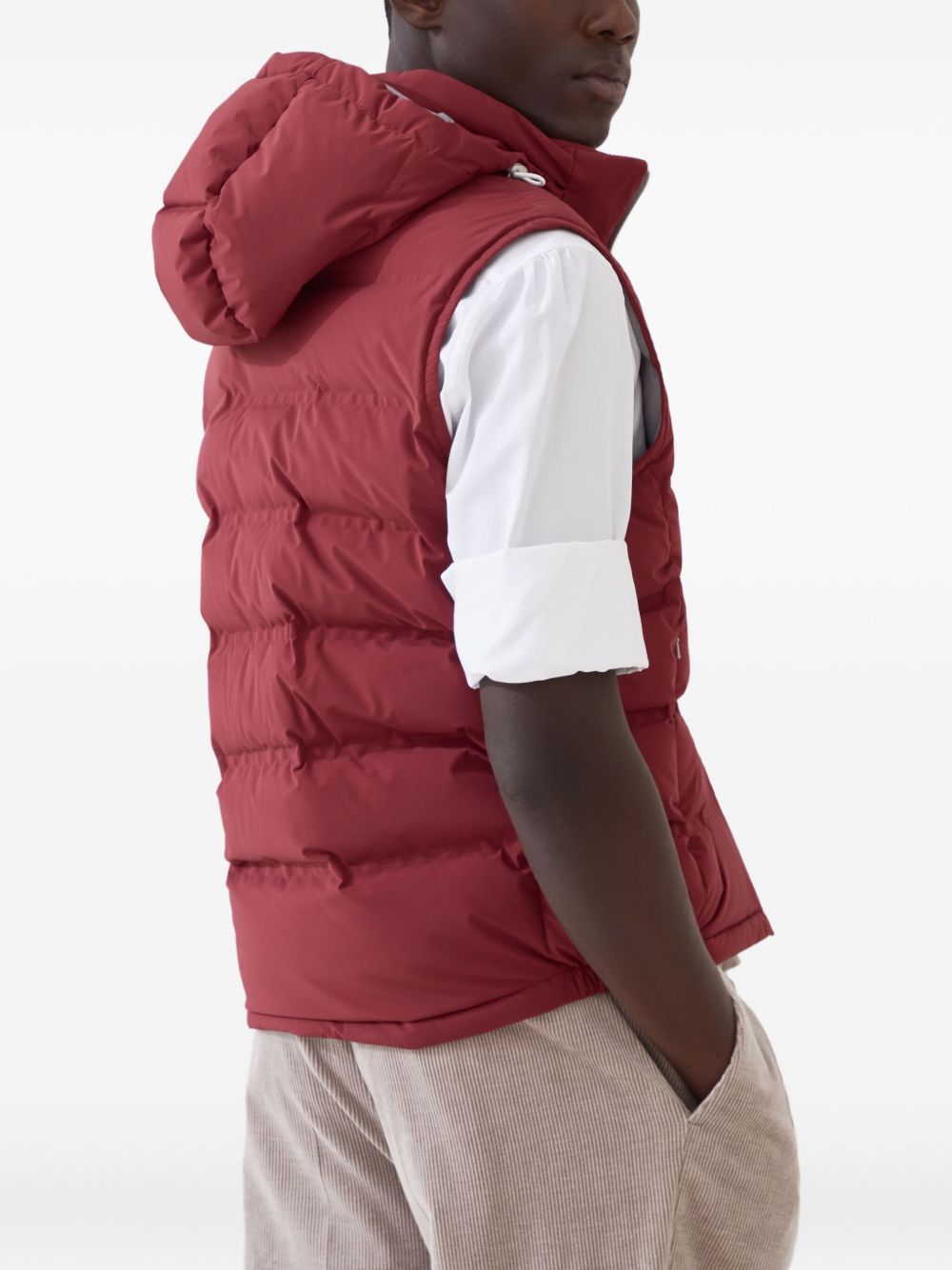 Brunello Cucinelli Bonded taffeta down vest with heat-bonded seams and detachable hood Brunello Cucinelli