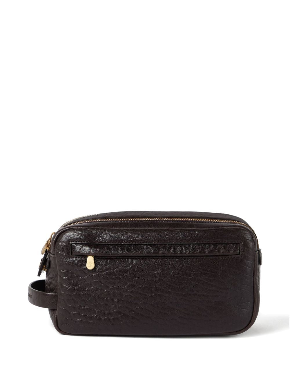 Brunello Cucinelli Textured grain leather beauty case with double zip Brunello Cucinelli
