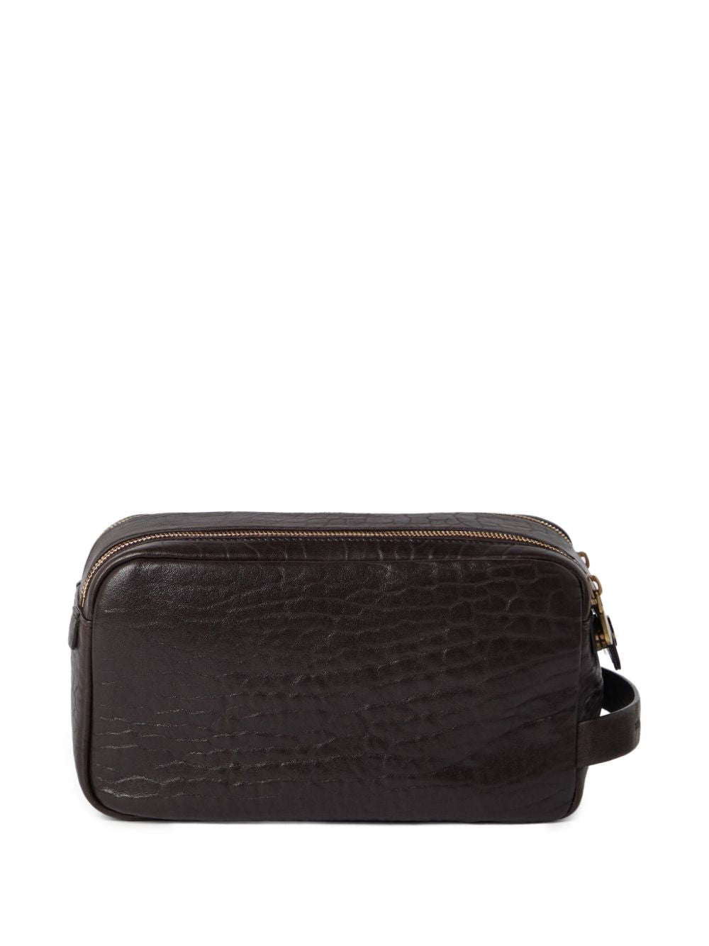 Brunello Cucinelli Textured grain leather beauty case with double zip Brunello Cucinelli