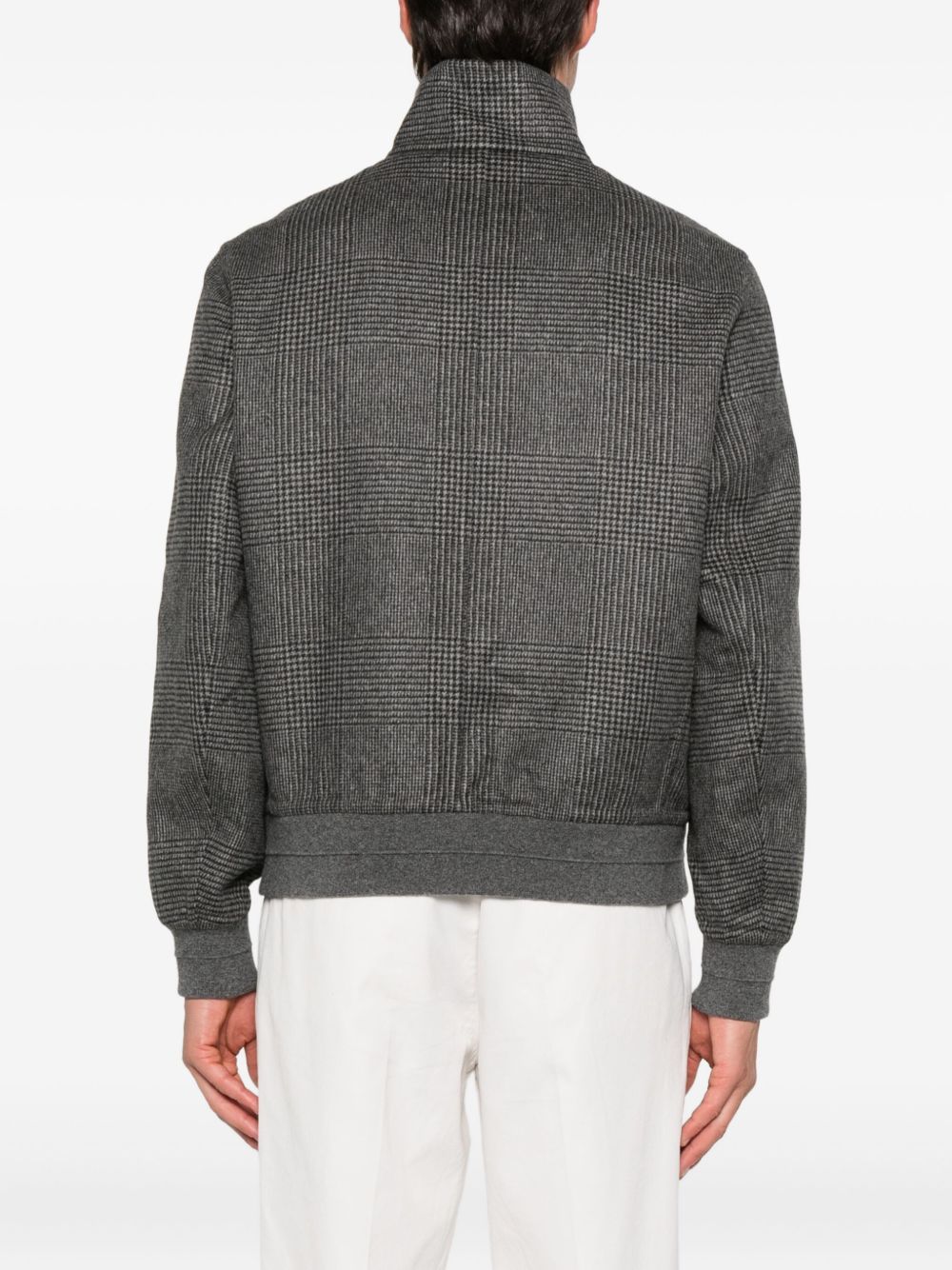 Brunello Cucinelli Check-pattern zip-up bomber jacket Brunello Cucinelli
