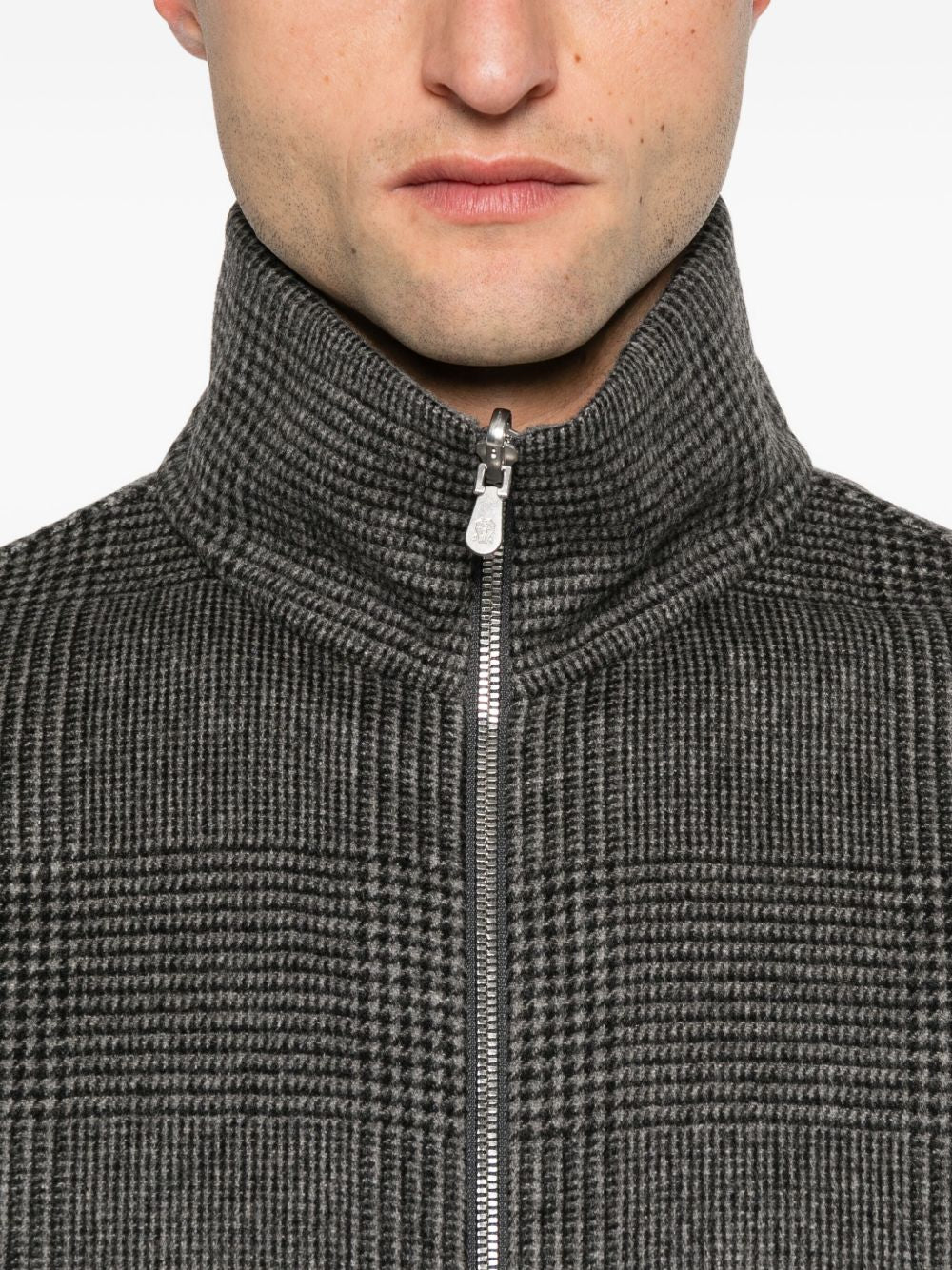 Brunello Cucinelli Check-pattern zip-up bomber jacket Brunello Cucinelli