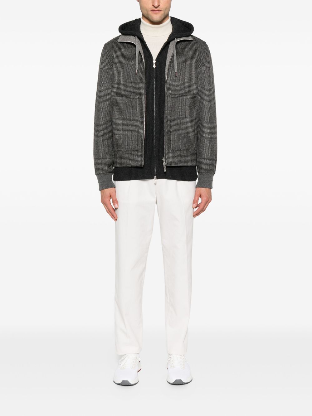 Brunello Cucinelli Check-pattern zip-up bomber jacket Brunello Cucinelli