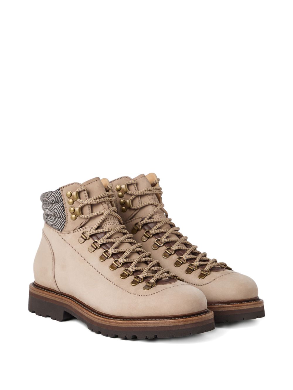Brunello Cucinelli Nubuck mountain-style boots with wool and cashmere insert Brunello Cucinelli
