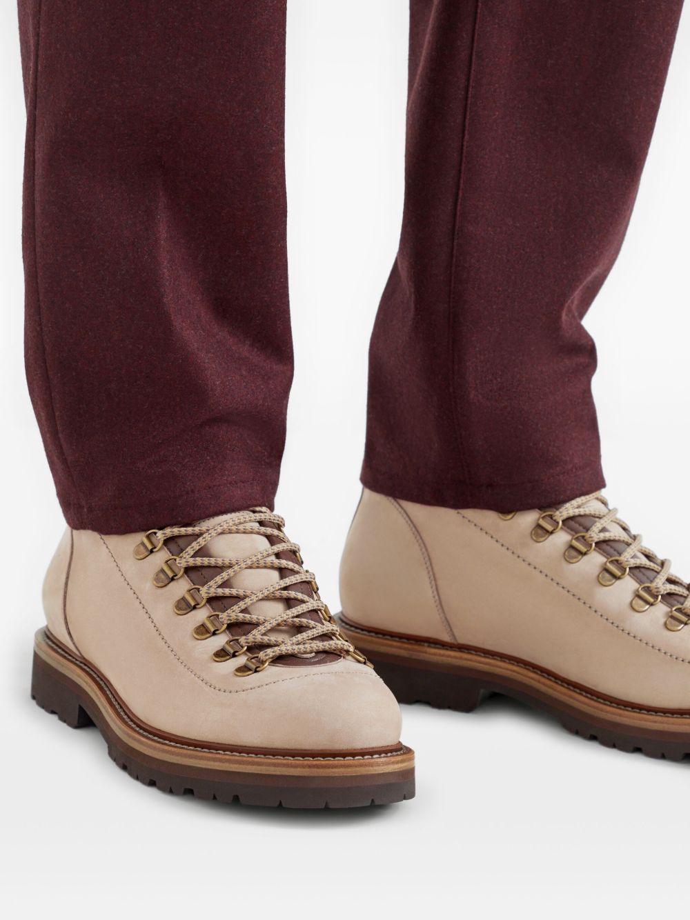 Brunello Cucinelli Nubuck mountain-style boots with wool and cashmere insert Brunello Cucinelli