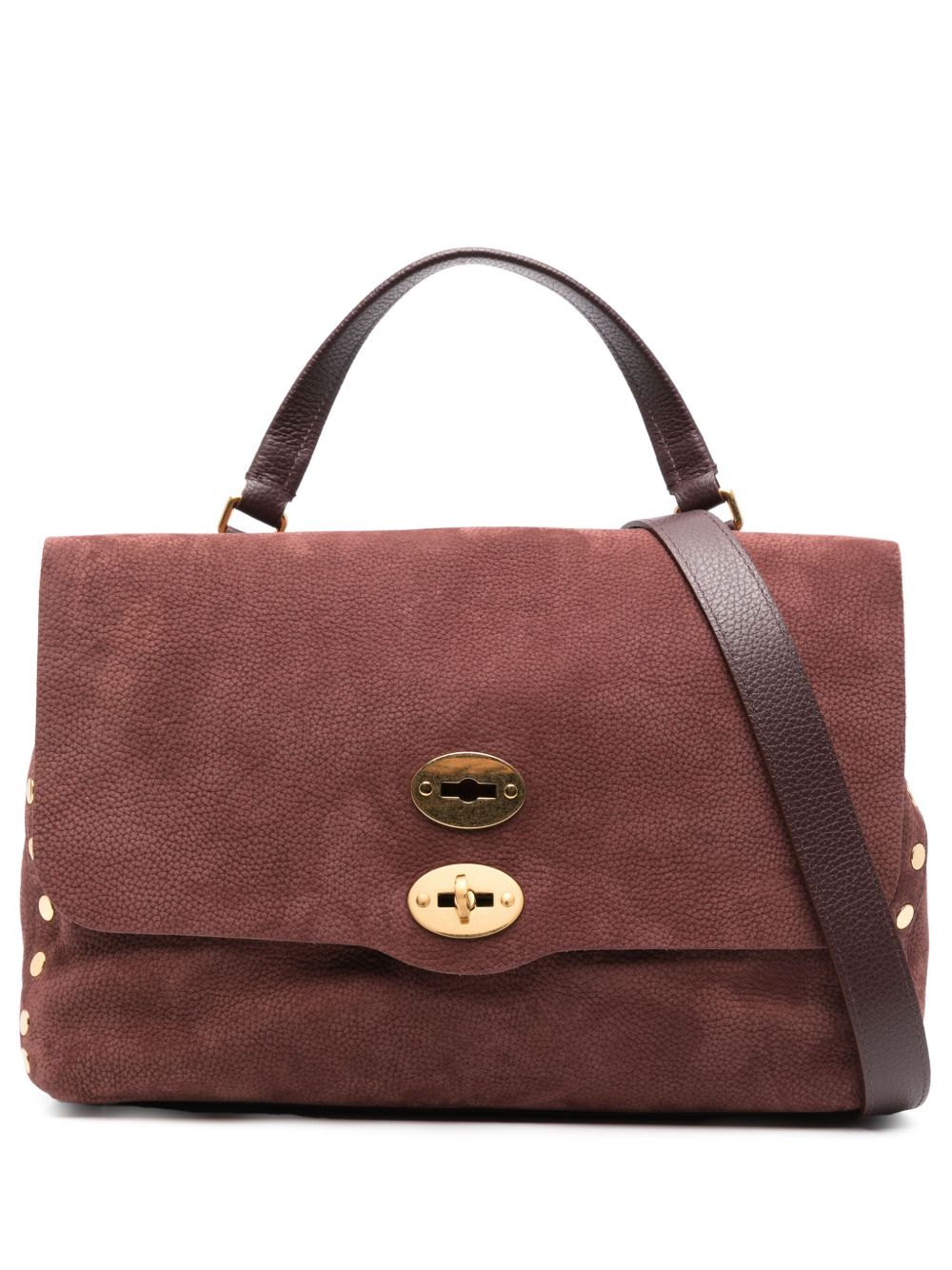 Zanellato Postina Jones Medium handbag in vinaccio suede leather Zanellato