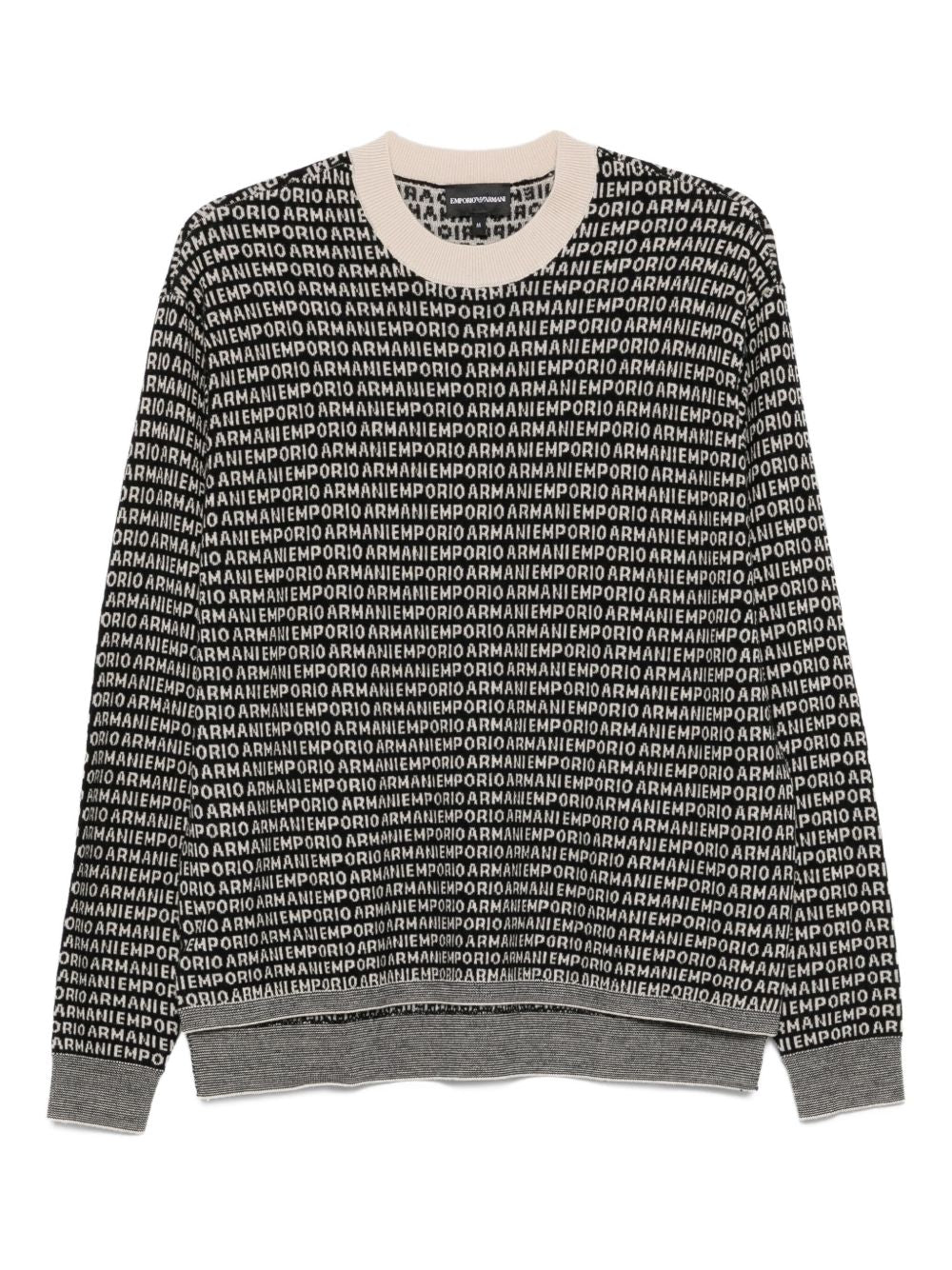 Emporio Armani Virgin wool sweater with jacquard logo and all-over signature Emporio Armani