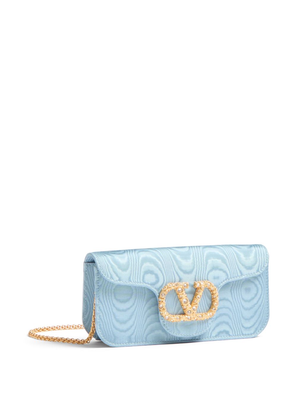 Valentino Garavani Locò Moiré Fabric Clutch with Jewel Logo Valentino Garavani