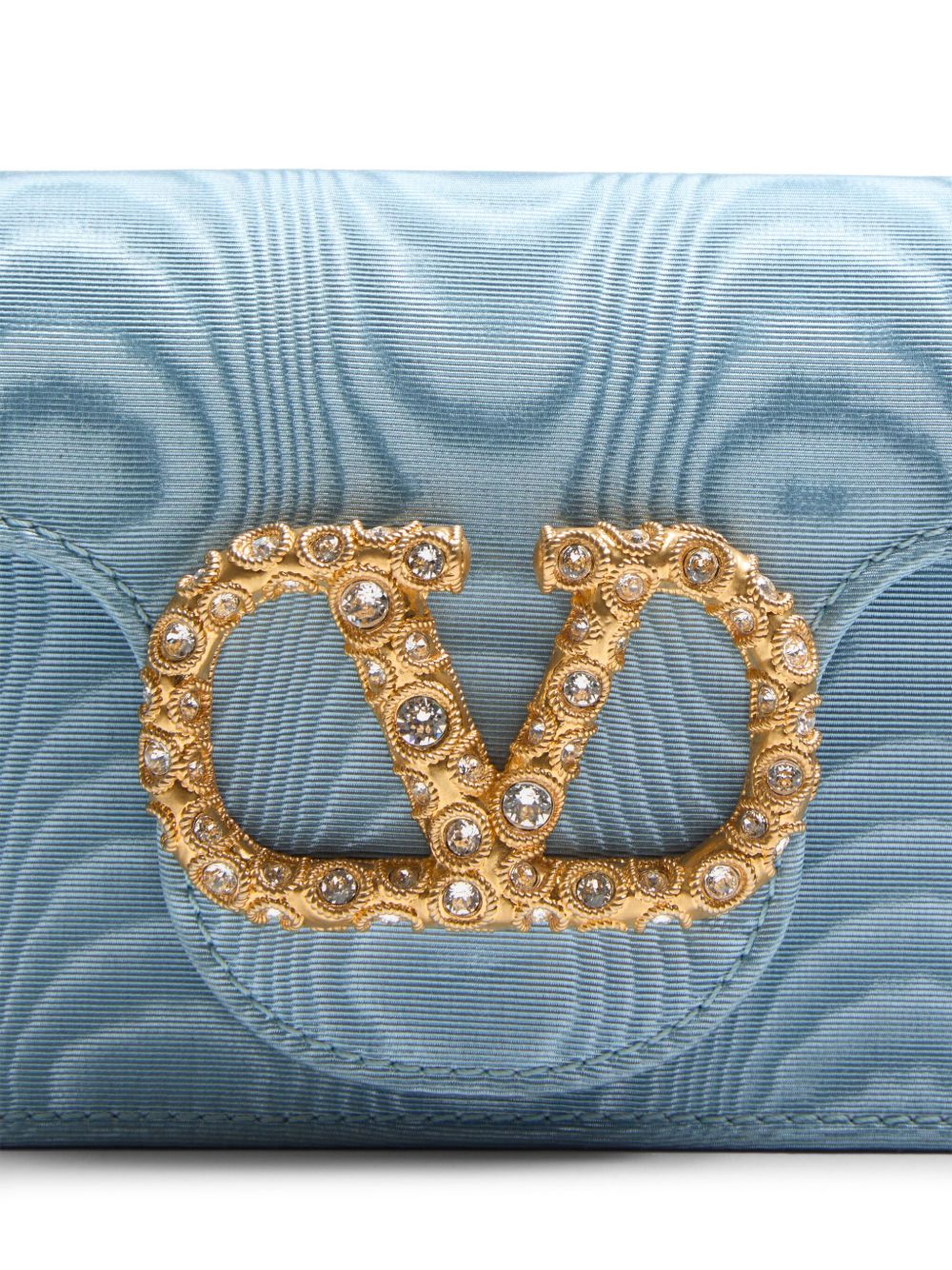 Valentino Garavani Locò Moiré Fabric Clutch with Jewel Logo Valentino Garavani