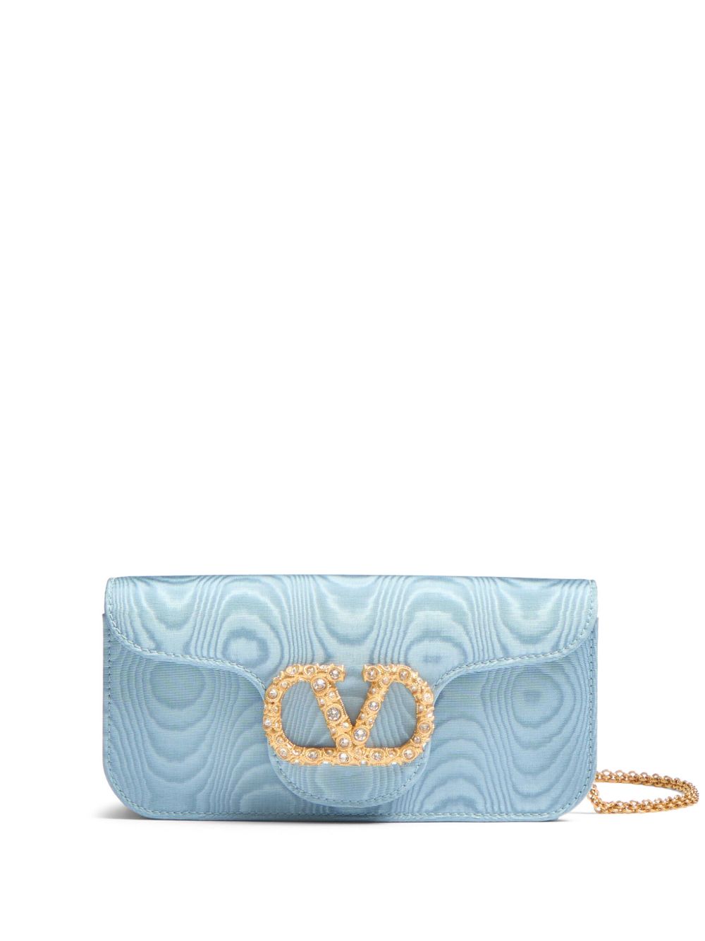 Valentino Garavani Locò Moiré Fabric Clutch with Jewel Logo Valentino Garavani