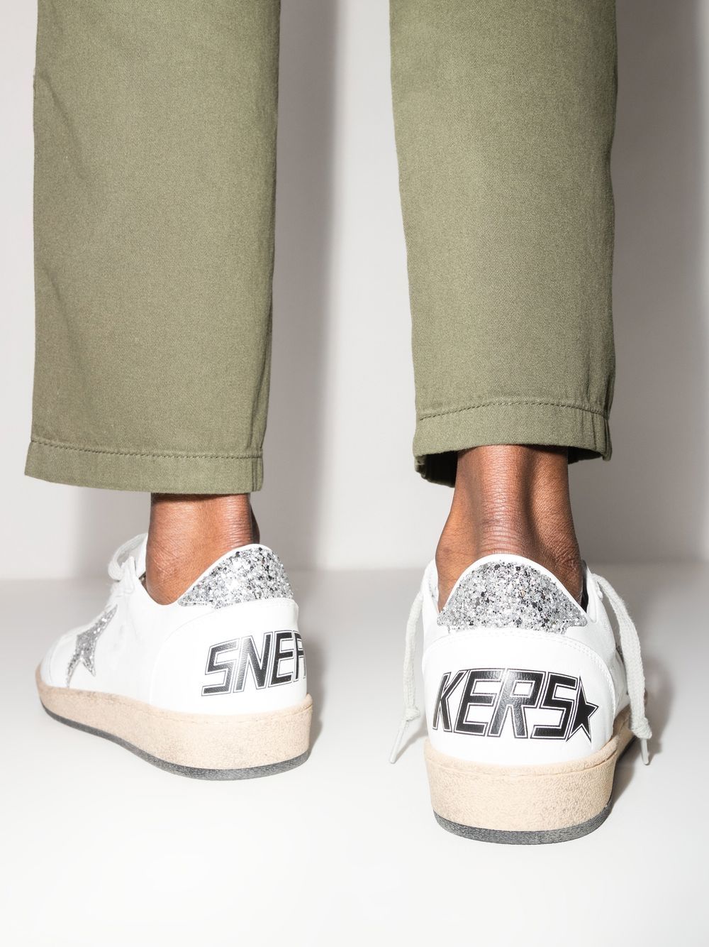 Golden Goose Ball Star Wishes in nappa leather with glitter star and heel tab Golden Goose