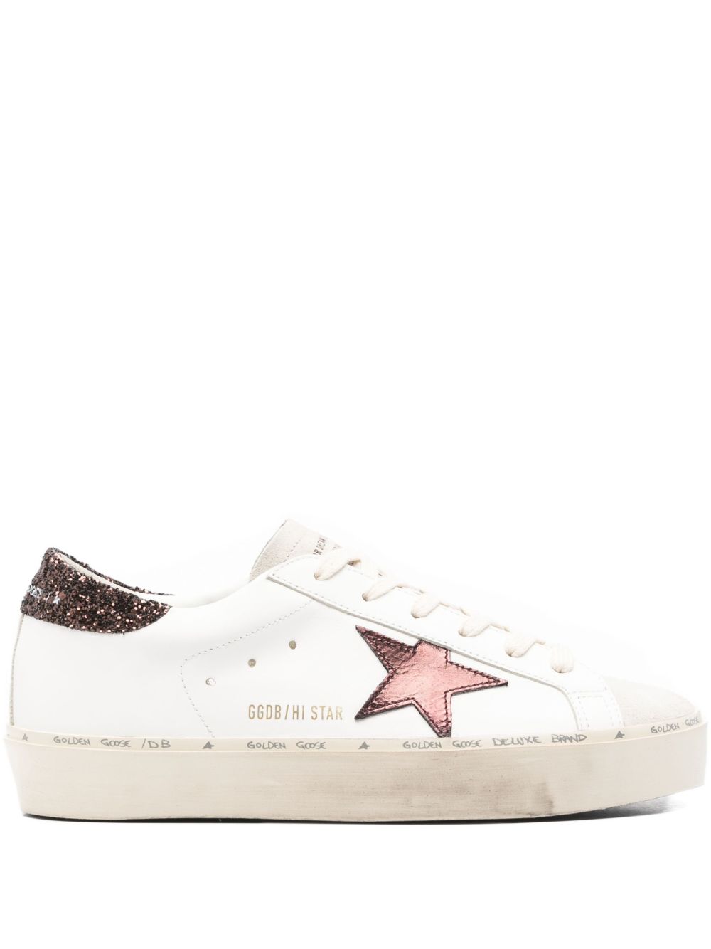Golden Goose Hi Star in white nappa with leather star and heel tab Golden Goose