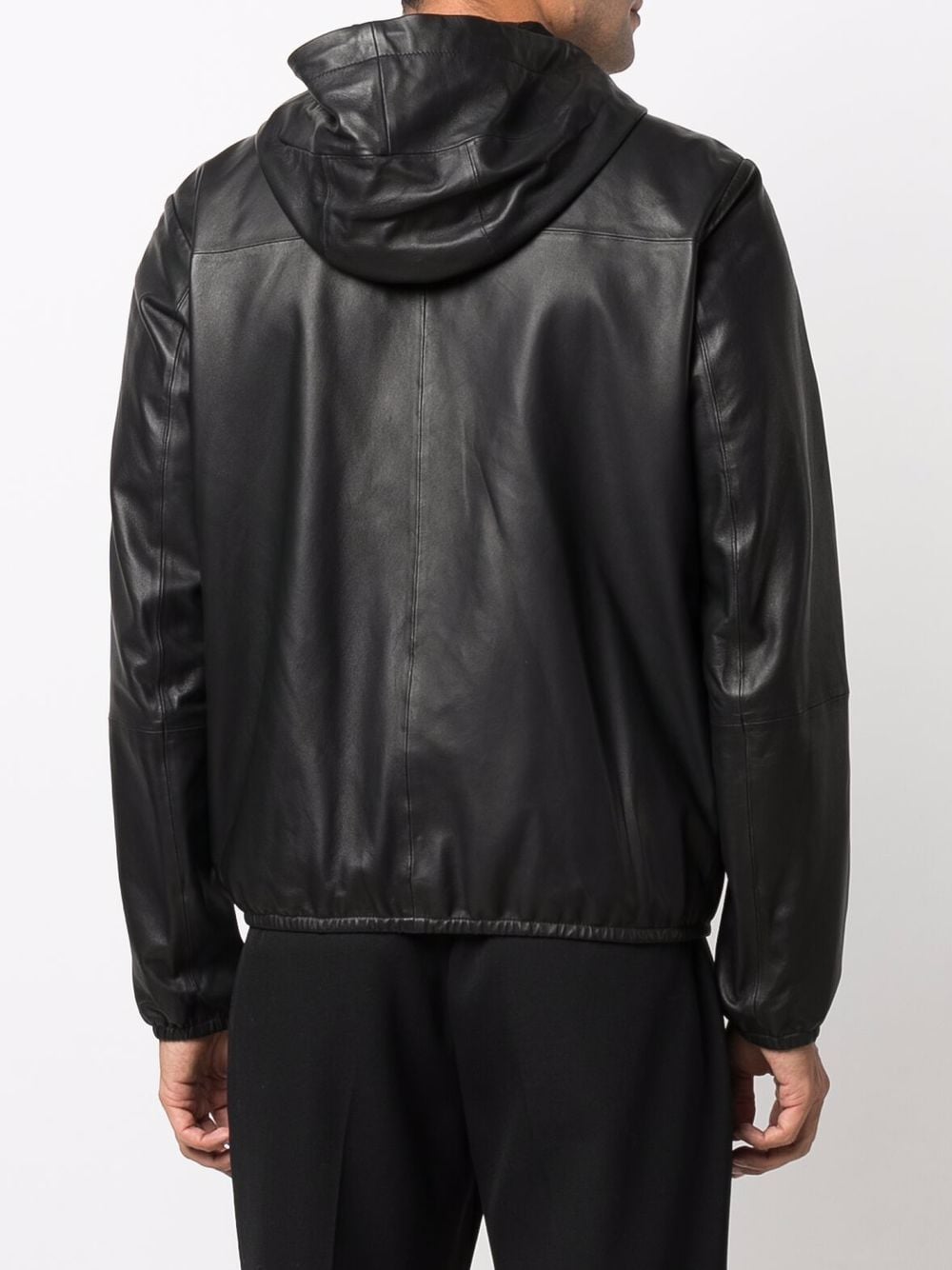 Emporio Armani Lambskin hooded jacket drawstring Emporio Armani