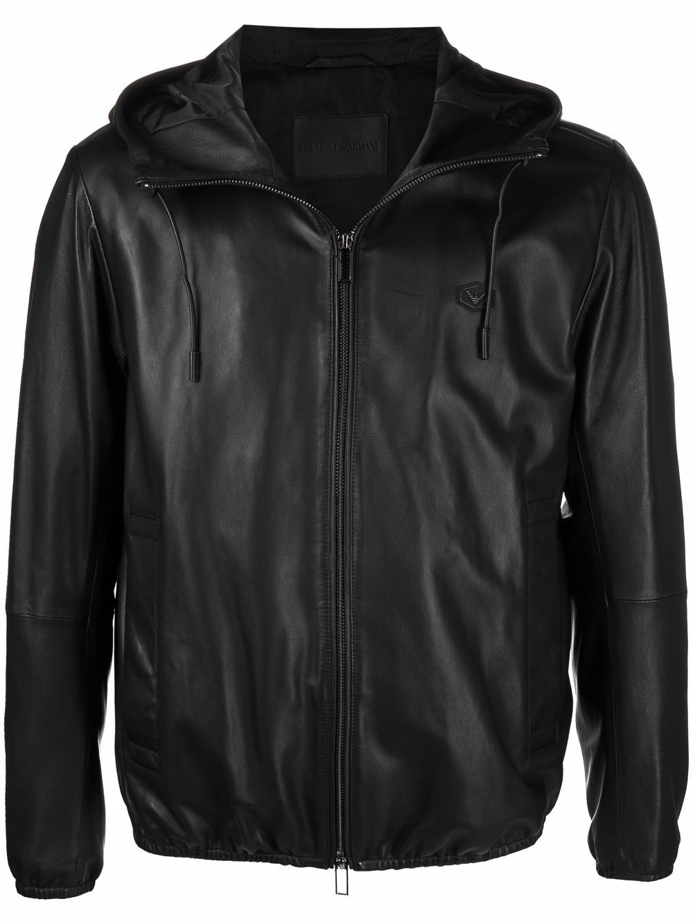 Emporio Armani Lambskin hooded jacket drawstring Emporio Armani