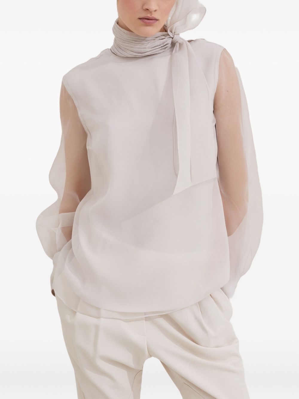 Brunello Cucinelli Pussybow silk blouse Brunello Cucinelli