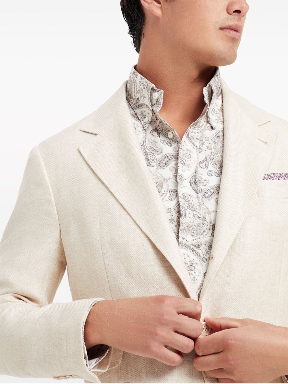 Brunello Cucinelli Linen, wool and silk diagonal deconstructed Cavallo blazer Brunello Cucinelli