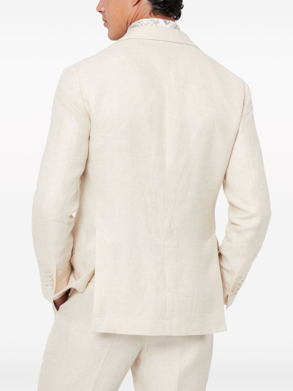 Brunello Cucinelli Linen, wool and silk diagonal deconstructed Cavallo blazer Brunello Cucinelli