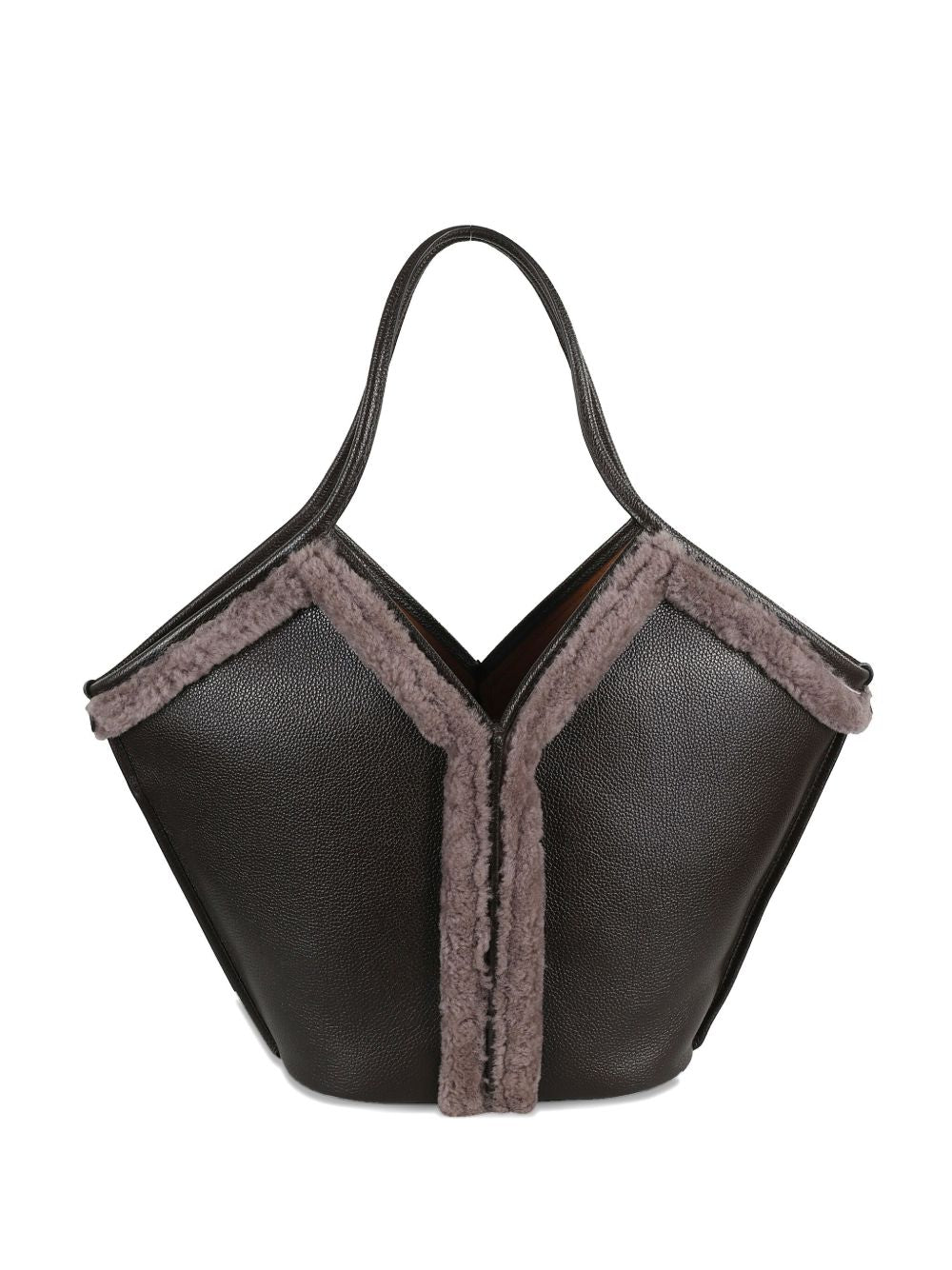 Hereu Shearling-trimmed tote bag Hereu