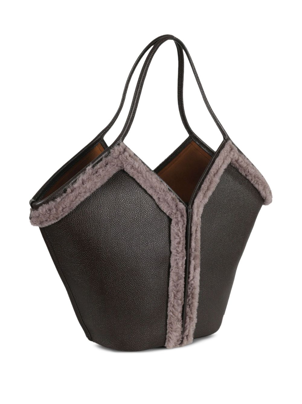 Hereu Shearling-trimmed tote bag Hereu