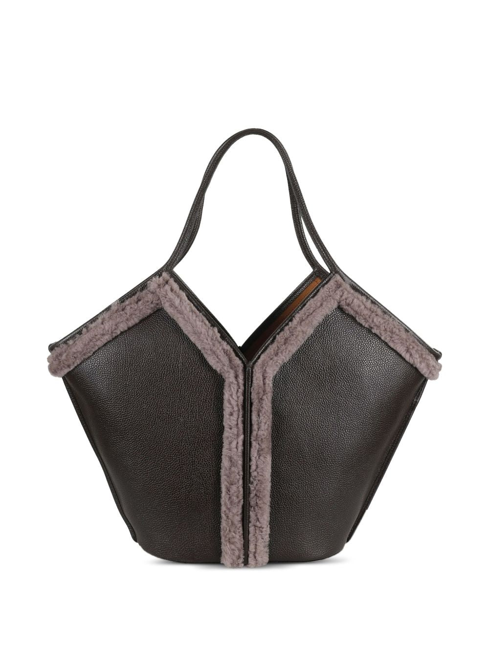 Hereu Shearling-trimmed tote bag Hereu