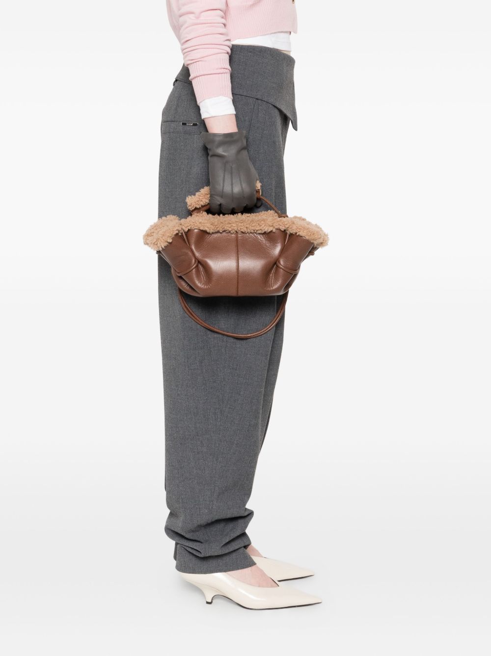 Hereu Leather shearling tote bag Hereu