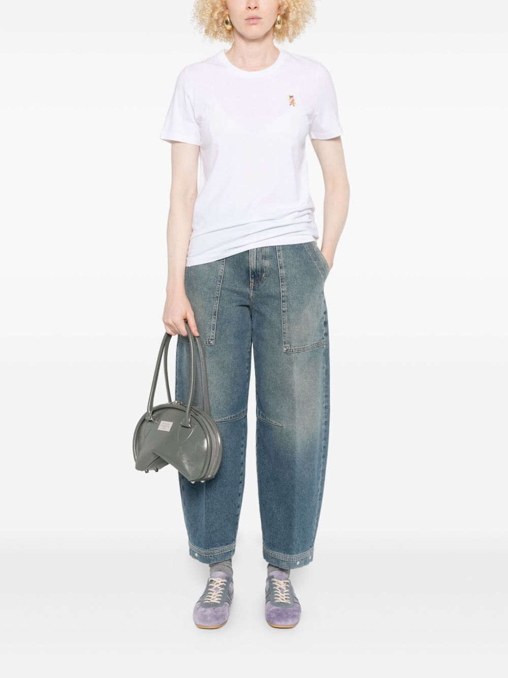 Maison Kitsuné Standing Fox T-shirt with embroidery Maison Kitsuné