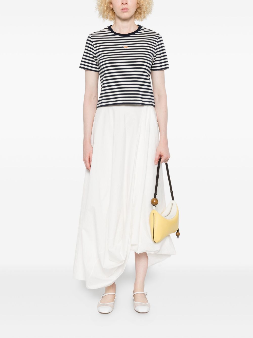 Maison Kitsuné Baby fox-embroidered striped cropped top Maison Kitsuné