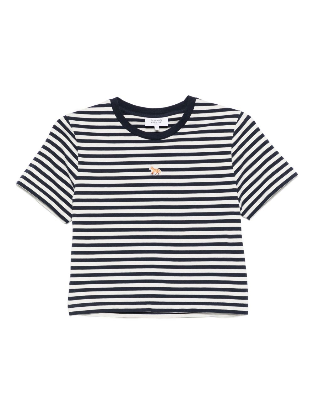 Maison Kitsuné Baby fox-embroidered striped cropped top Maison Kitsuné