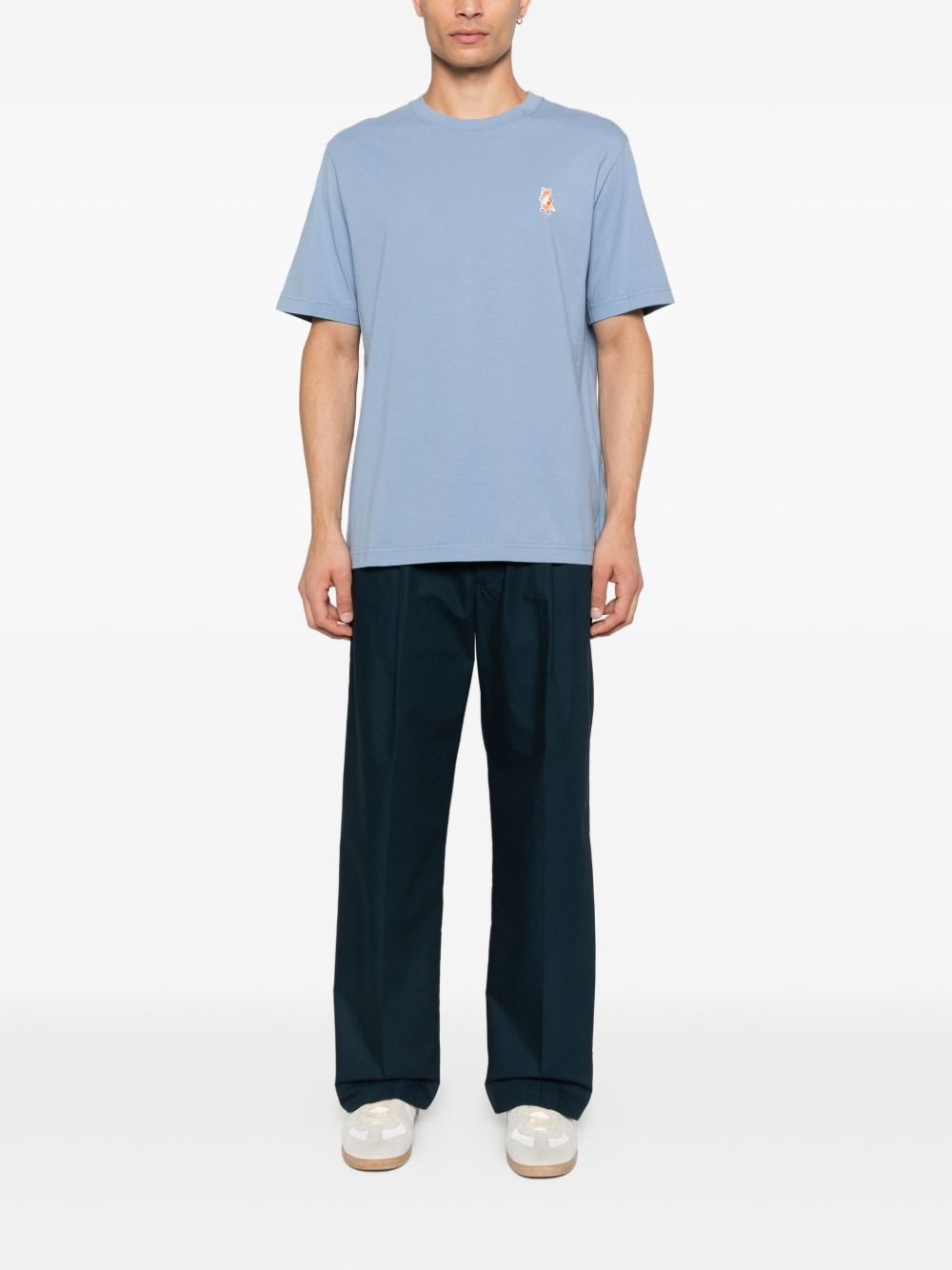 Maison Kitsuné Standing Fox-embroidered cotton T-shirt Maison Kitsuné