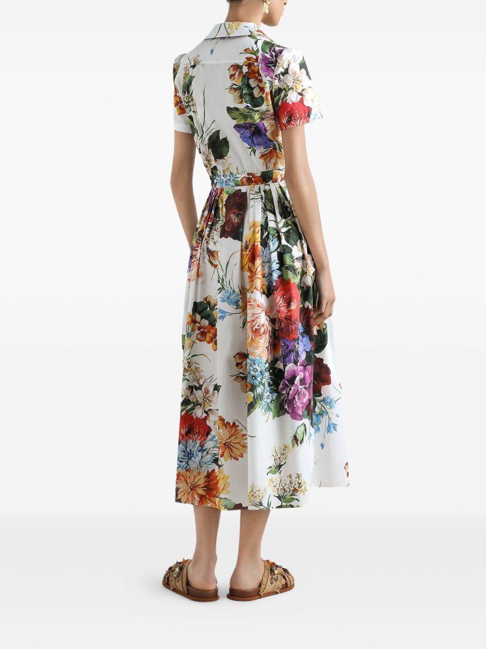 Dolce & Gabbana Poplin dress with flower bouquet print Dolce & Gabbana