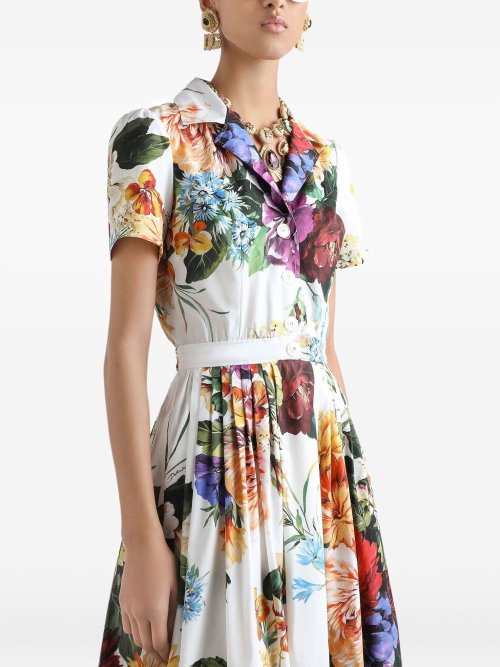 Dolce & Gabbana Poplin dress with flower bouquet print Dolce & Gabbana
