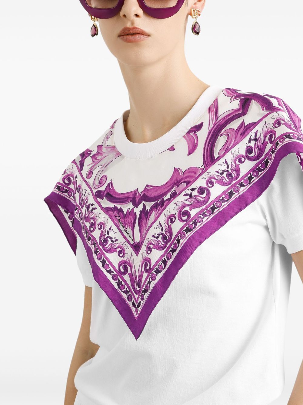 Dolce & Gabbana foulard-panelled cotton T-shirt Dolce & Gabbana