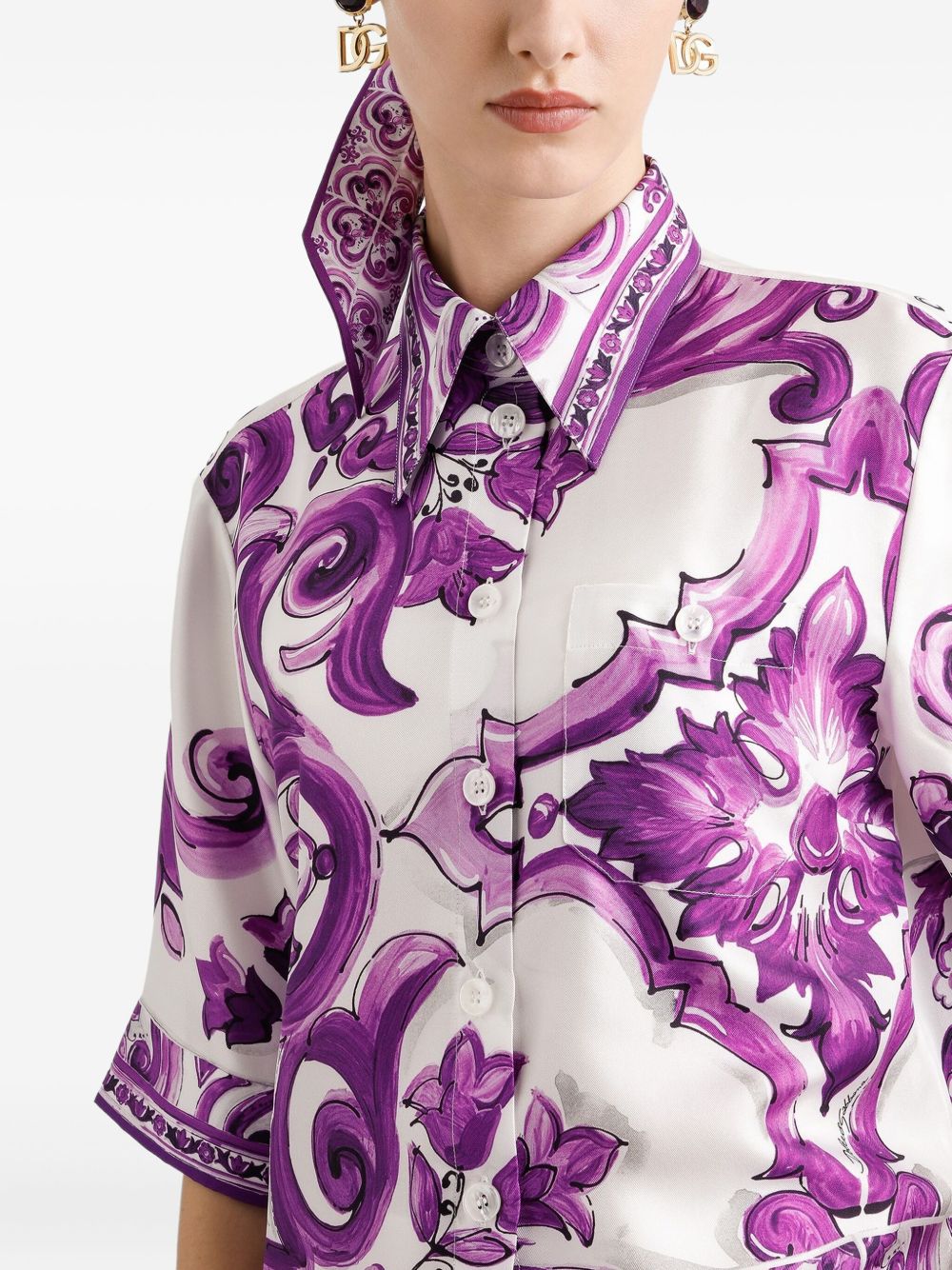Dolce & Gabbana Silk shirt with maiolica print Dolce & Gabbana