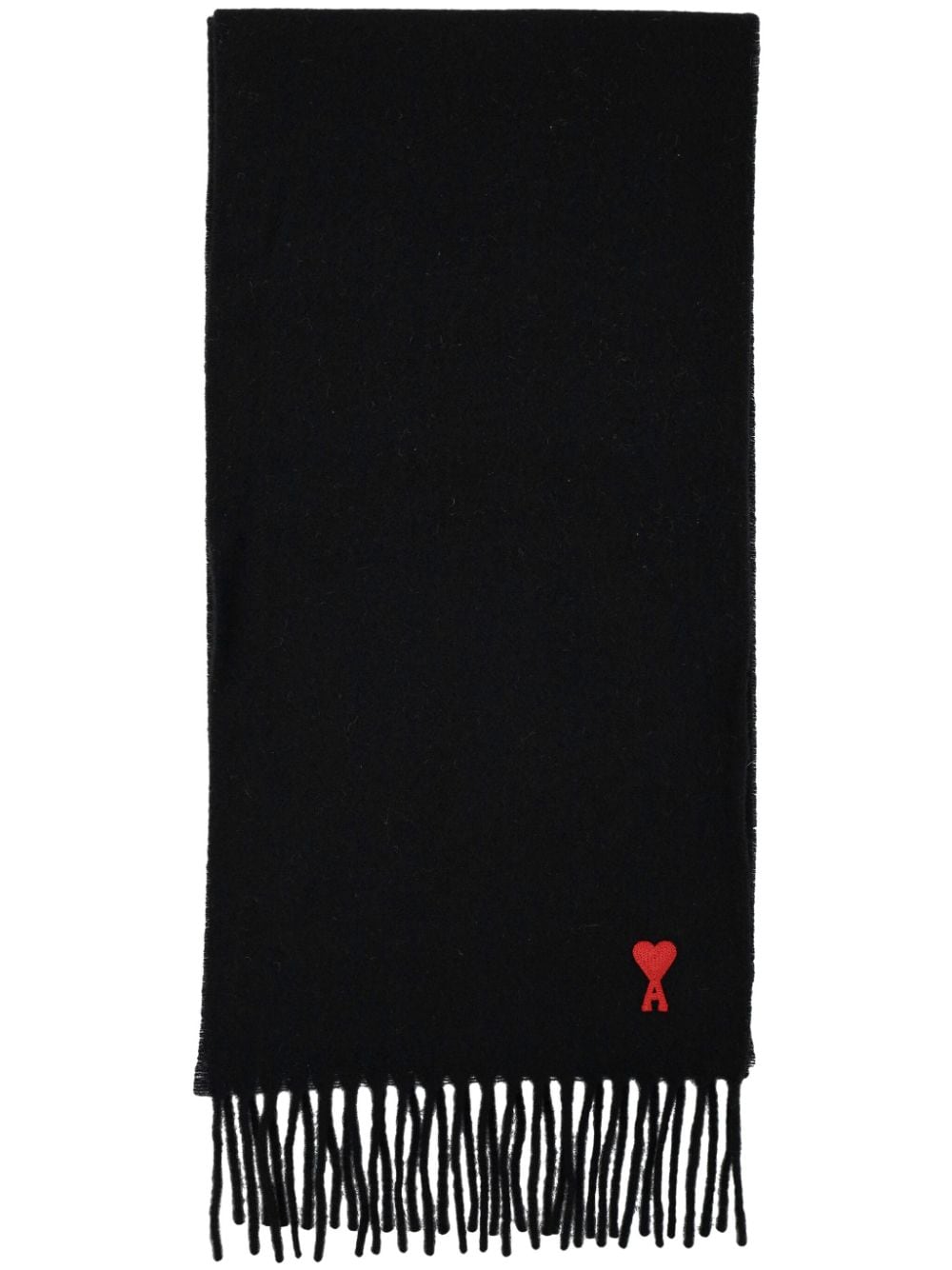 Ami Paris Ami de Coeur fringed-edge wool scarf Ami Paris