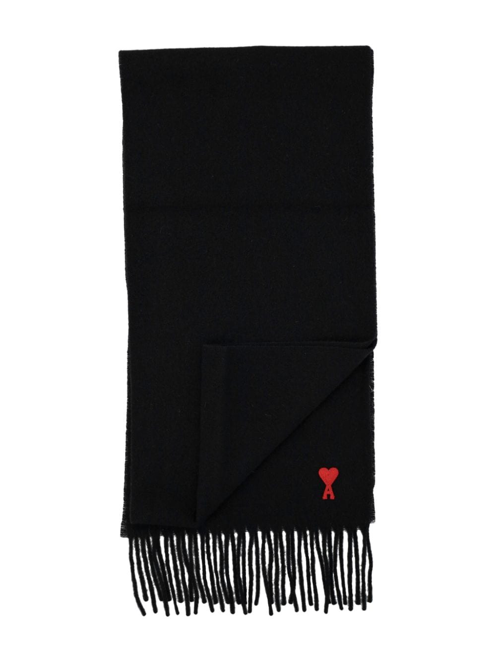 Ami Paris Ami de Coeur fringed-edge wool scarf Ami Paris