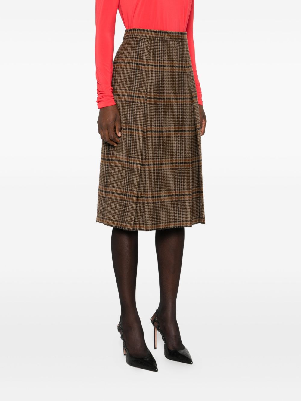 Saint Laurent Prince of Wales wool and cashmere midi skirt Saint Laurent