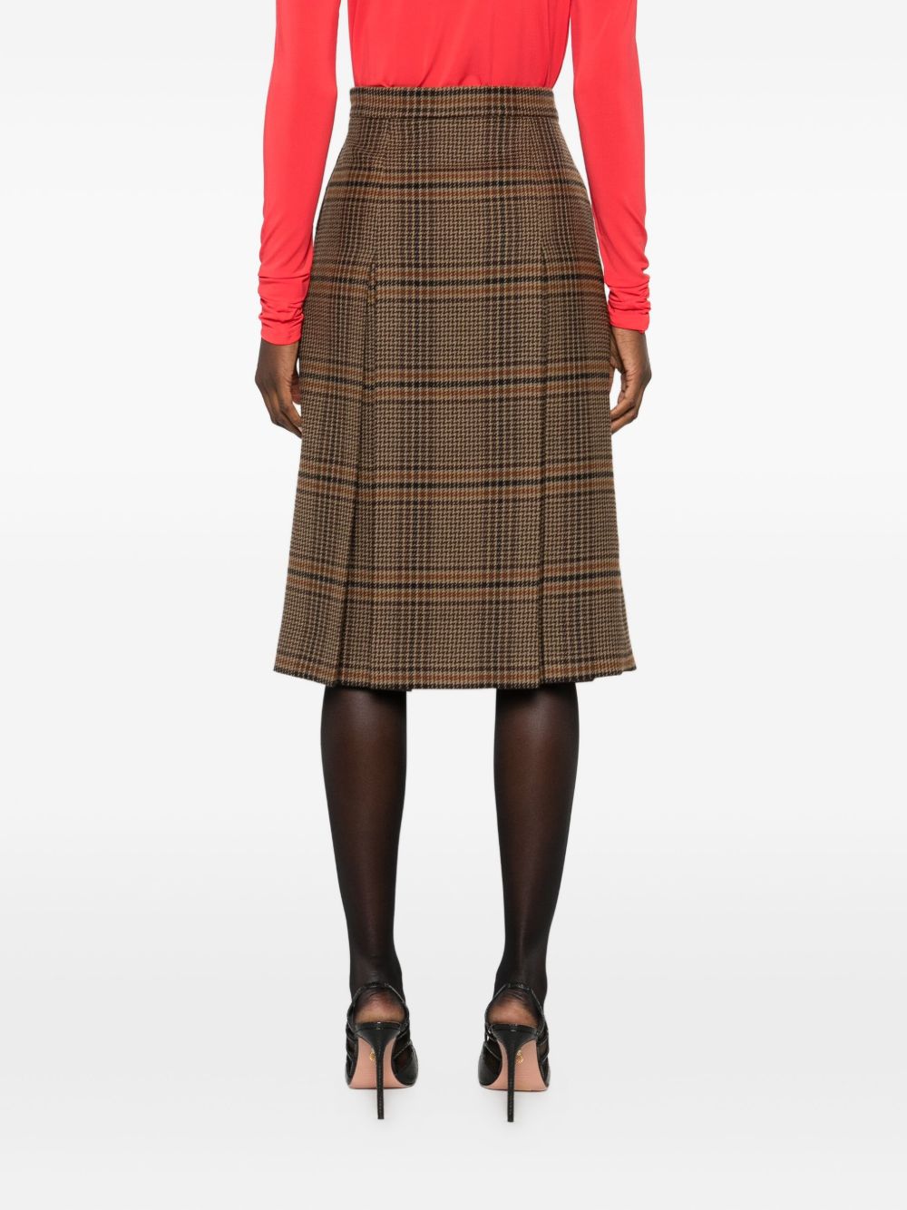 Saint Laurent Prince of Wales wool and cashmere midi skirt Saint Laurent