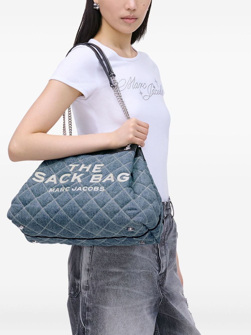 Marc Jacobs The Quilted Denim Large Chain Sack Bag Marc Jacobs