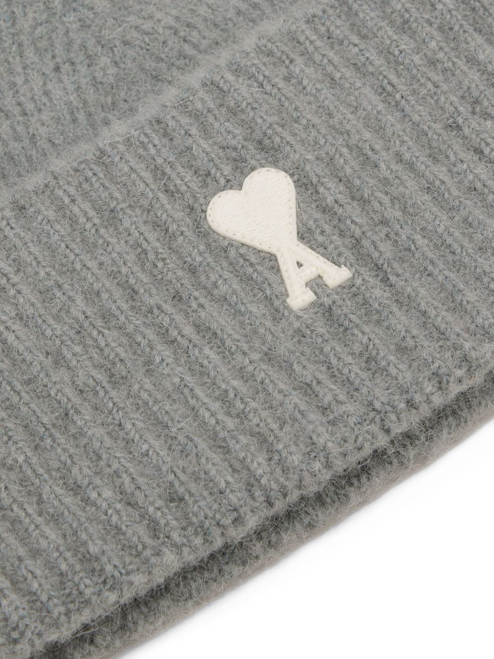 Ami Paris Grey Alpaca Striped Ami De Coeur Beanie Ami Paris