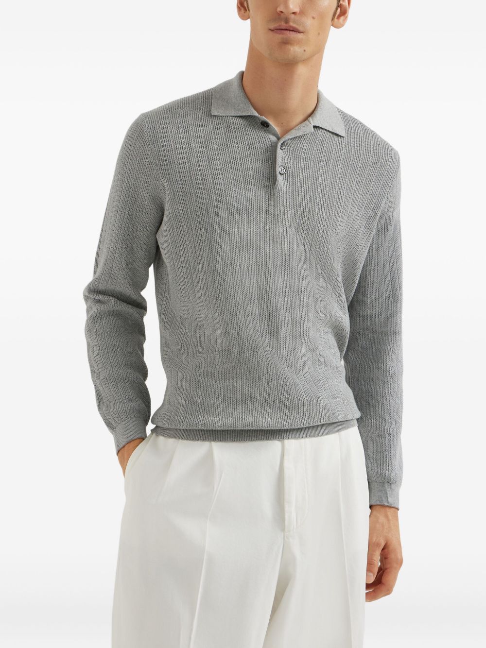 Brunello Cucinelli Rib-knit polo sweater Brunello Cucinelli