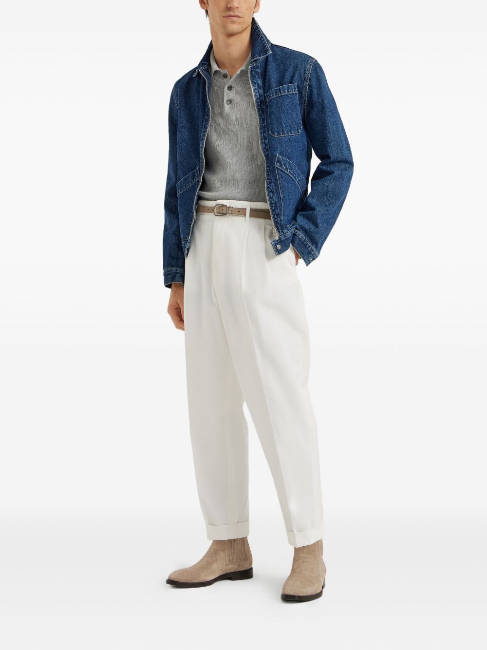 Brunello Cucinelli Rib-knit polo sweater Brunello Cucinelli