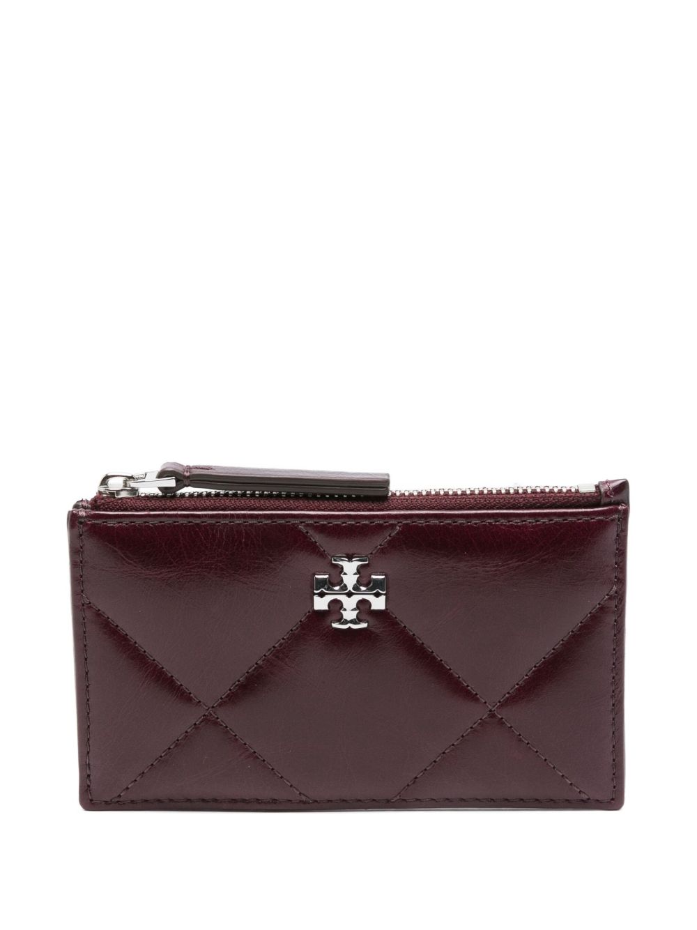 Tory Burch Kira Zipped Card Holder With Diamond Quilting And Worn-look Tory Burch