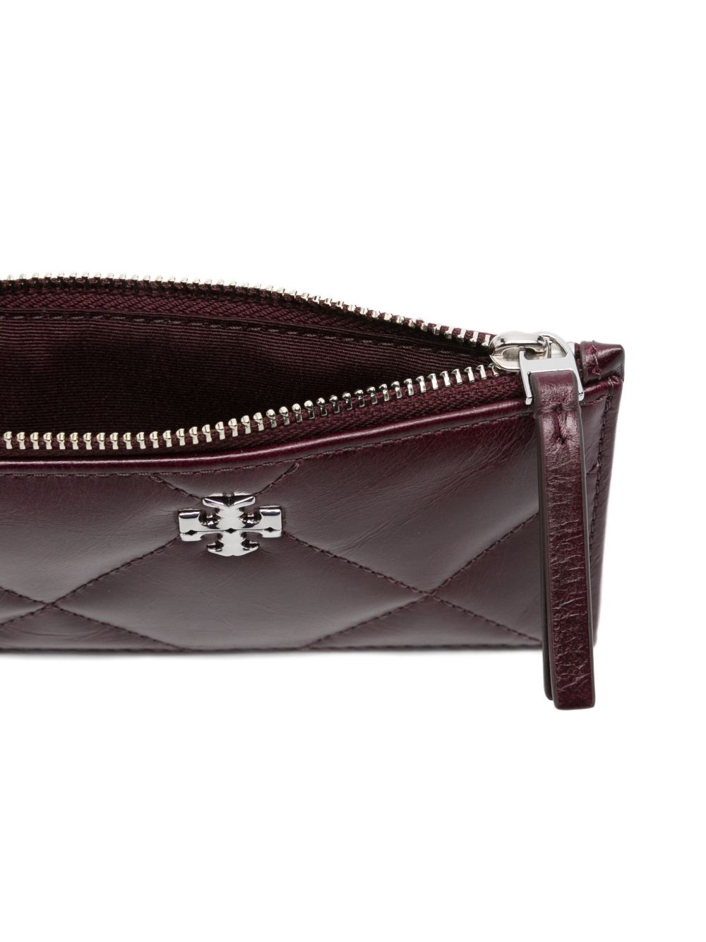 Tory Burch Kira Zipped Card Holder With Diamond Quilting And Worn-look Tory Burch