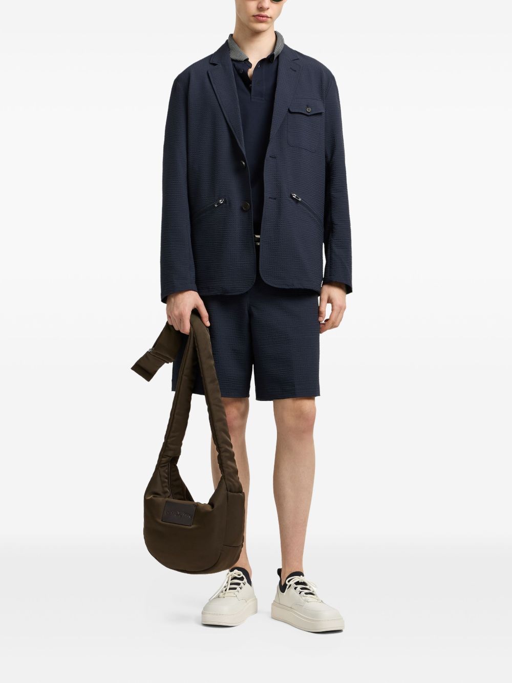 Emporio Armani Single-breasted nylon seersucker blazer Emporio Armani