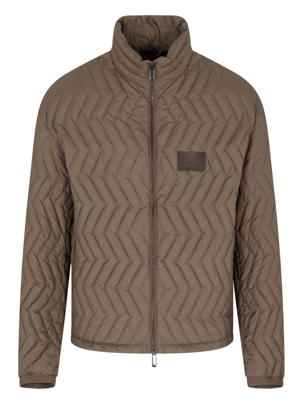 Emporio Armani Full-zip down jacket in chevron matelassé ripstop nylon Emporio Armani
