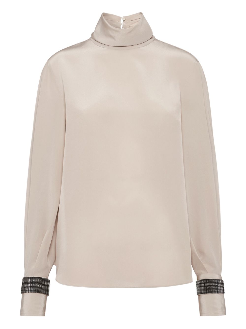 Brunello Cucinelli High-neck T-shirt in silk crêpe de Chine with Precious Bracelets Brunello Cucinelli